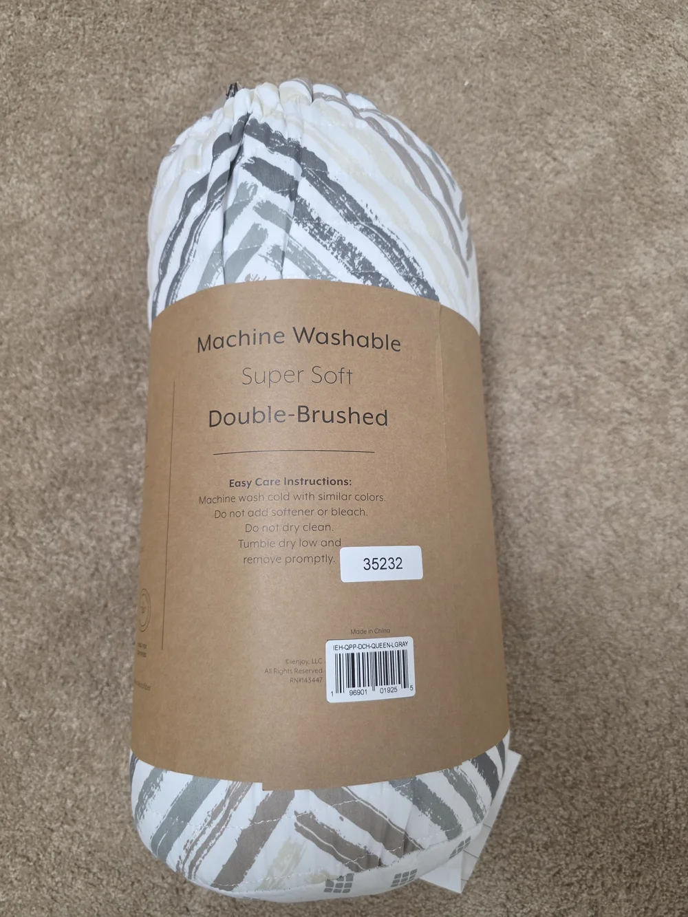 Striped Grey & White Quilted Pillow Shams - Neutral Geometric Print
